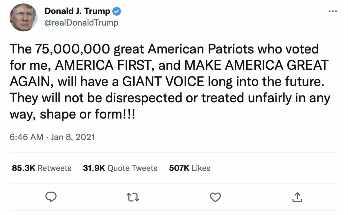 Donald Trump January 8 _1 Los archivos de twitter Donald Trump 8 de enero
